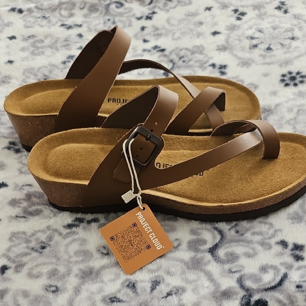 Casual Brown Leather Sandals with Comfortable Footbed (BIRKENSTOCK STYLE)